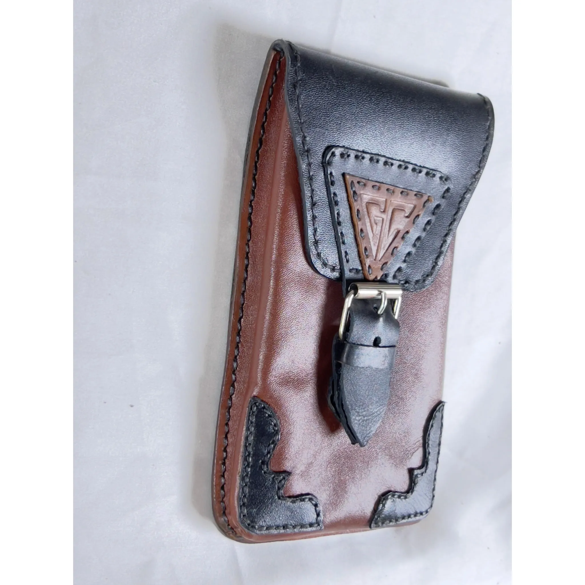 GLADIATOR LEATHER CELLPHONE BELT BAG HAND SEWN-BROWN-M9A