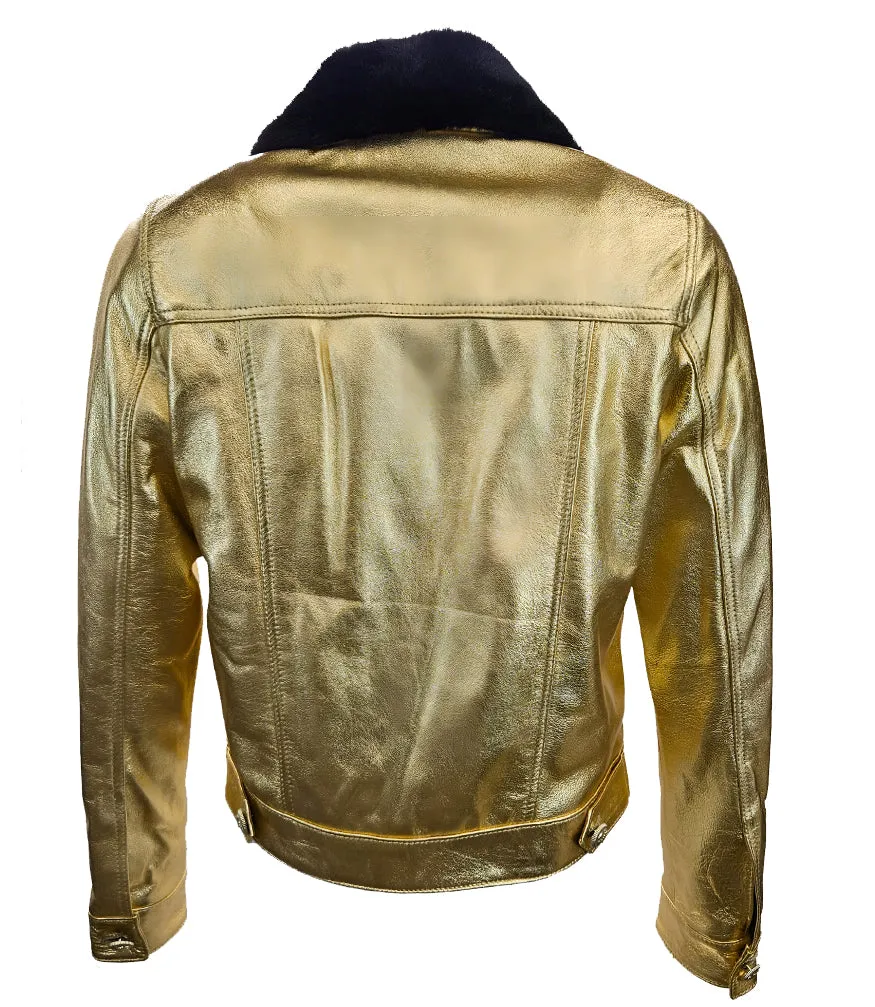 Gold/Black Leather Jacket