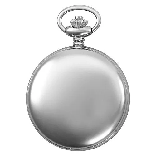 Gotham Men's Silver-Tone 17 Jewel Mechanical Double Cover Pocket Watch # GWC14050SA