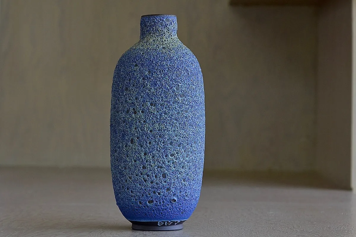 Heather Rosenman Tall Blue with Yellow Volcanic Vase