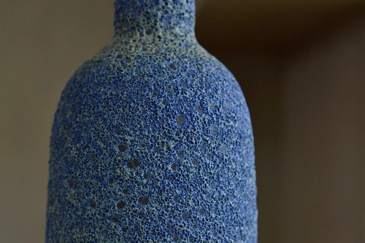 Heather Rosenman Tall Blue with Yellow Volcanic Vase