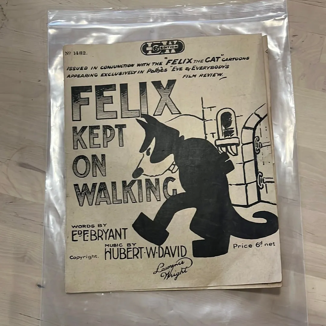 HOLLYWOOD PICTURES™: Felix The Cat Rare Original 1923 “Felix Kept On Walking” Original Music Sheets