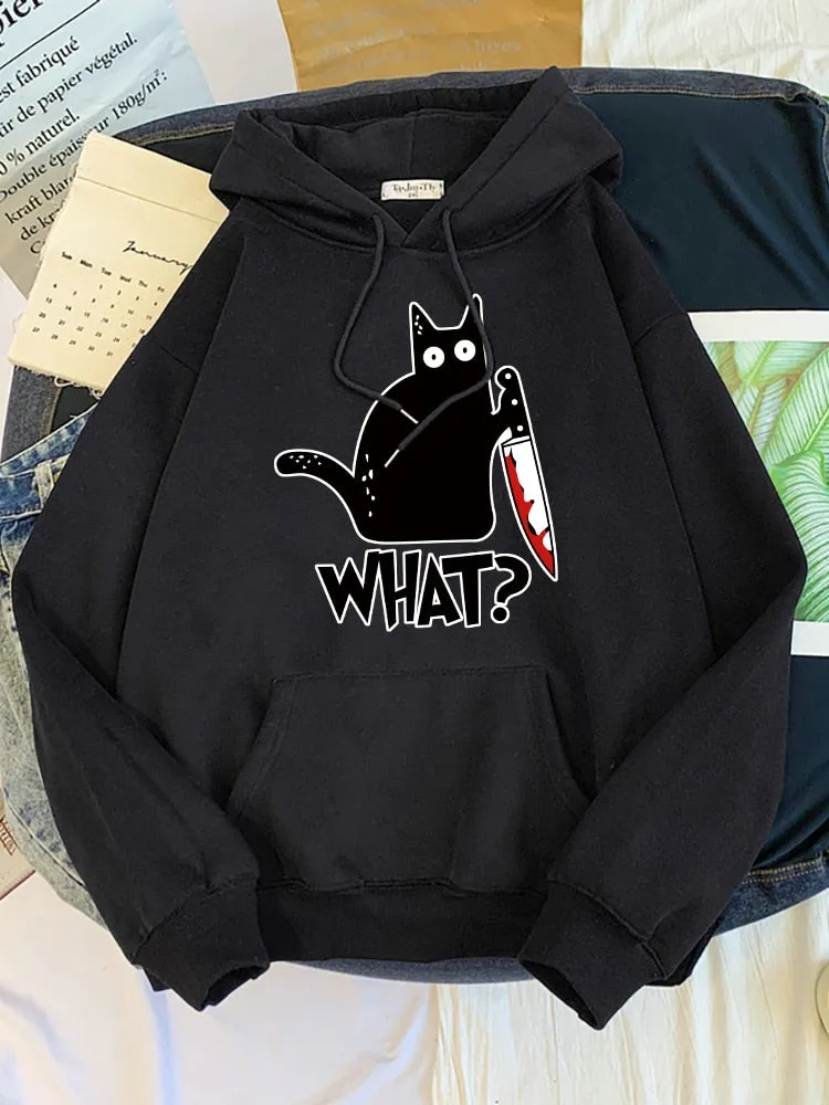 Hoody Little Black Cat And Knife Sweatshirt