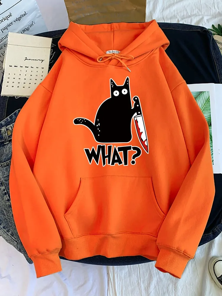 Hoody Little Black Cat And Knife Sweatshirt