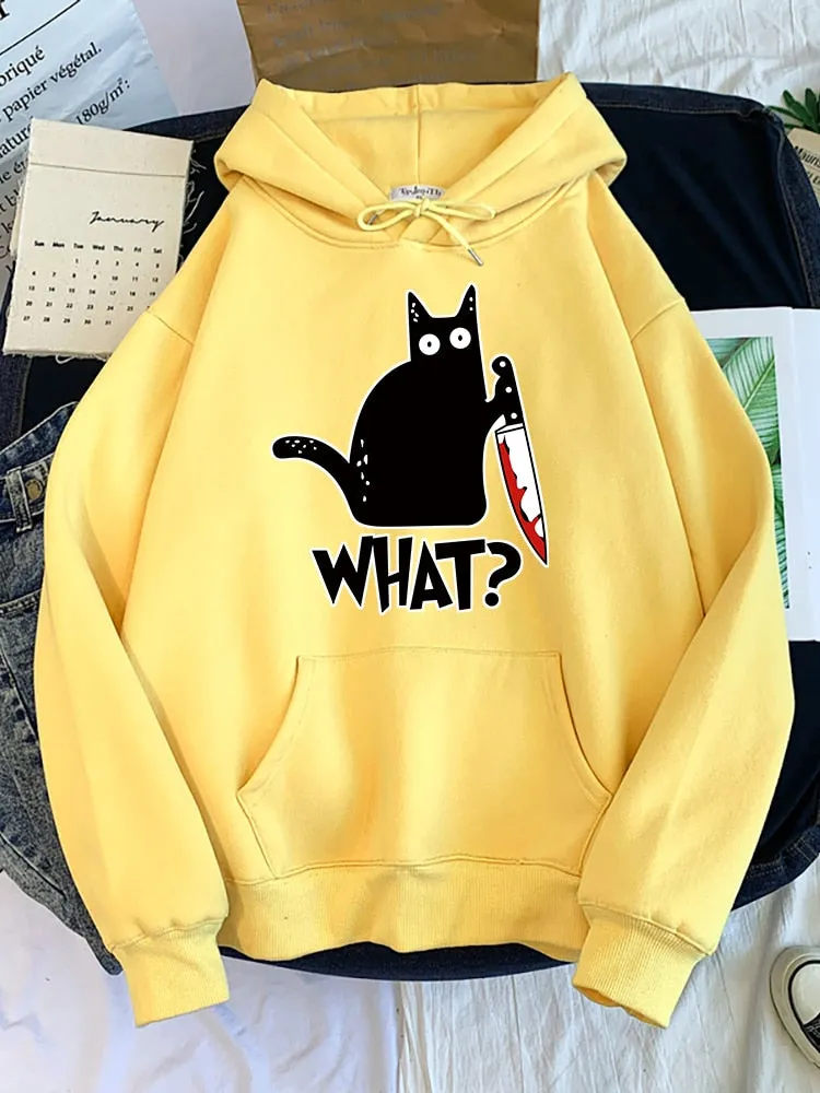 Hoody Little Black Cat And Knife Sweatshirt