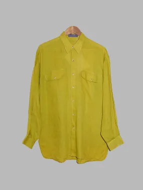 Jun Men Import 1990s yellowy-green linen double pocket shirt