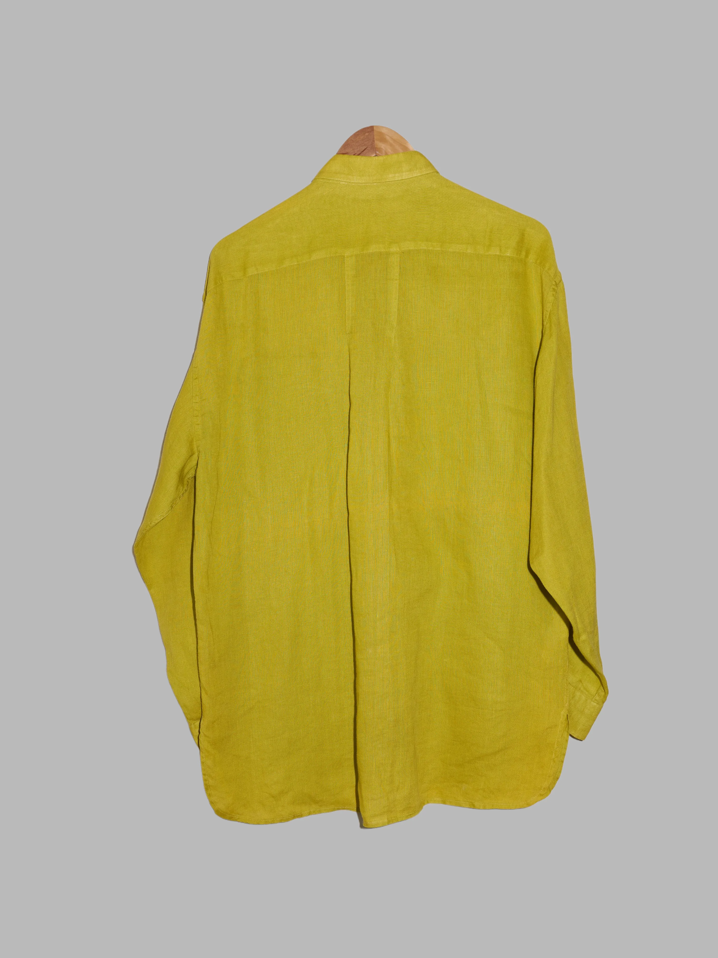 Jun Men Import 1990s yellowy-green linen double pocket shirt