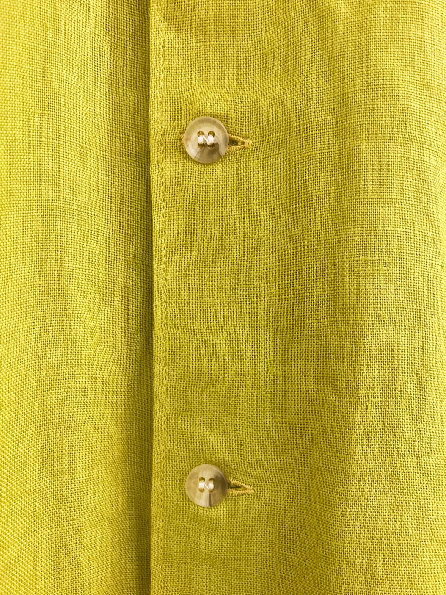 Jun Men Import 1990s yellowy-green linen double pocket shirt