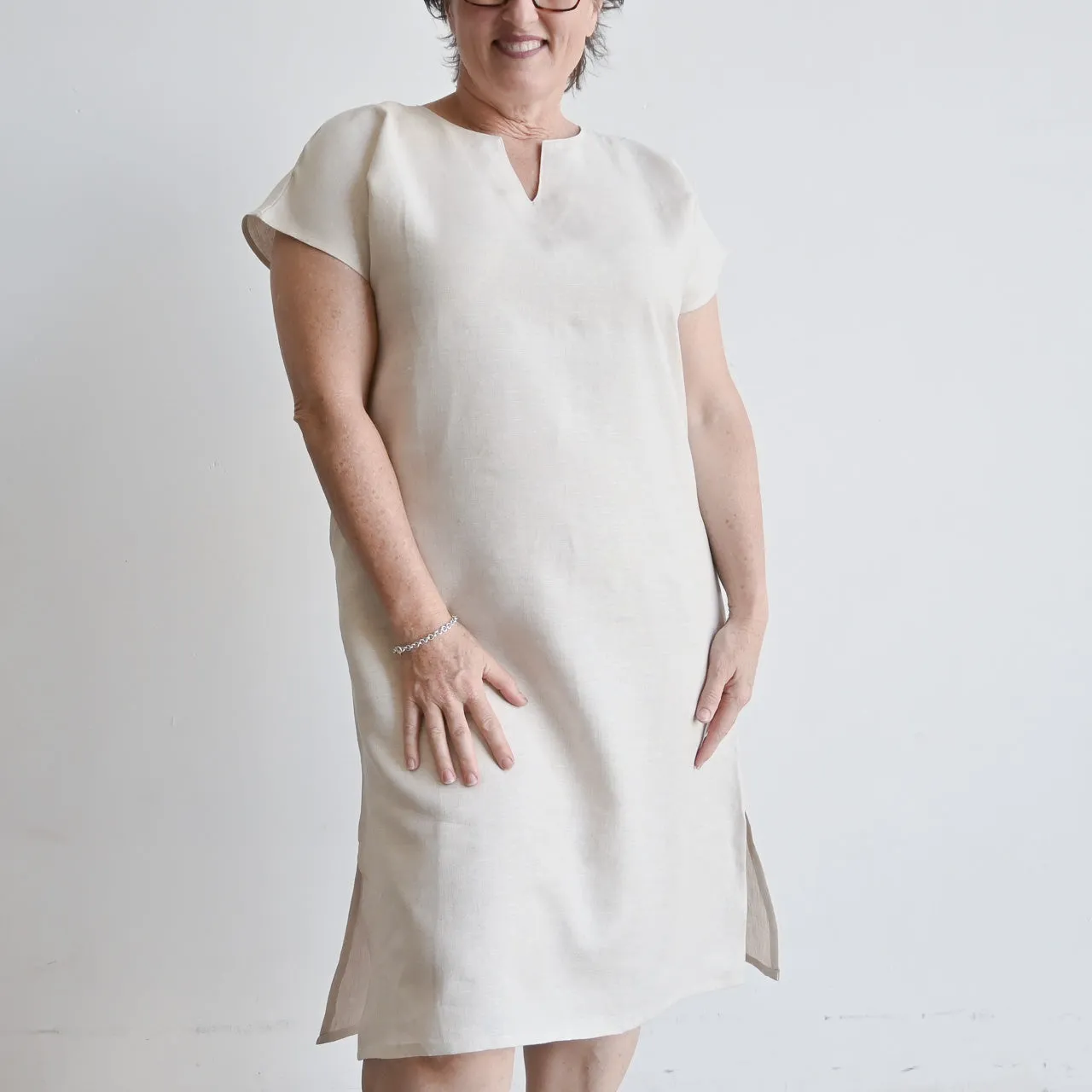 Kobomo Linen Sari Tunic Dress - Natural