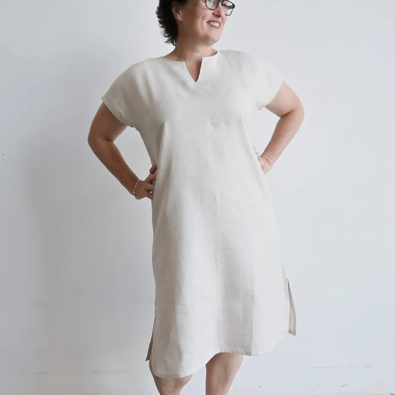 Kobomo Linen Sari Tunic Dress - Natural