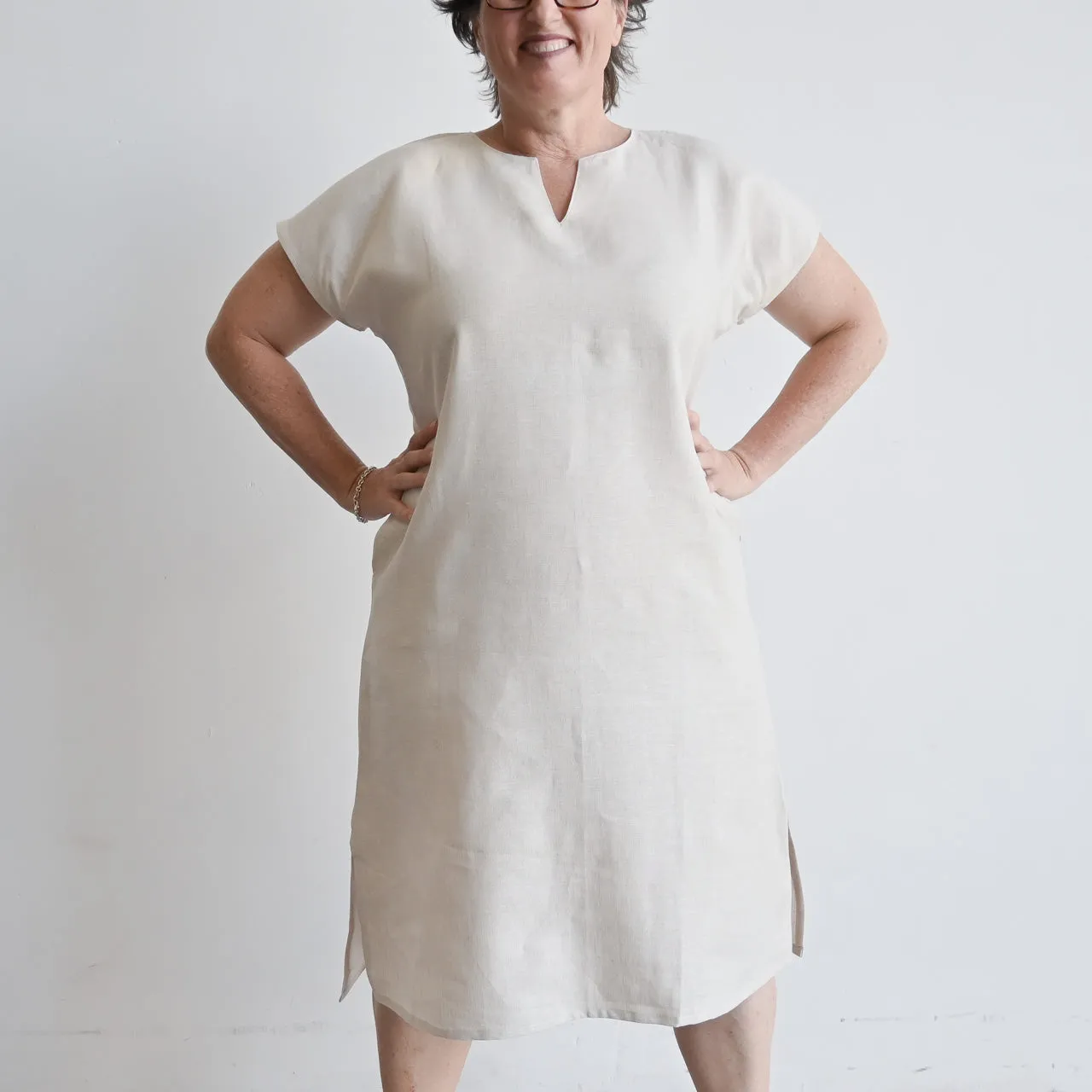 Kobomo Linen Sari Tunic Dress - Natural