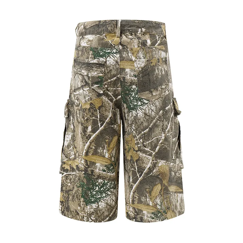 Leaf Print | Big Pocket Camouflage Shorts