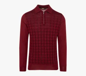 Long Sleeve Zipped Polo with Crocodile Details