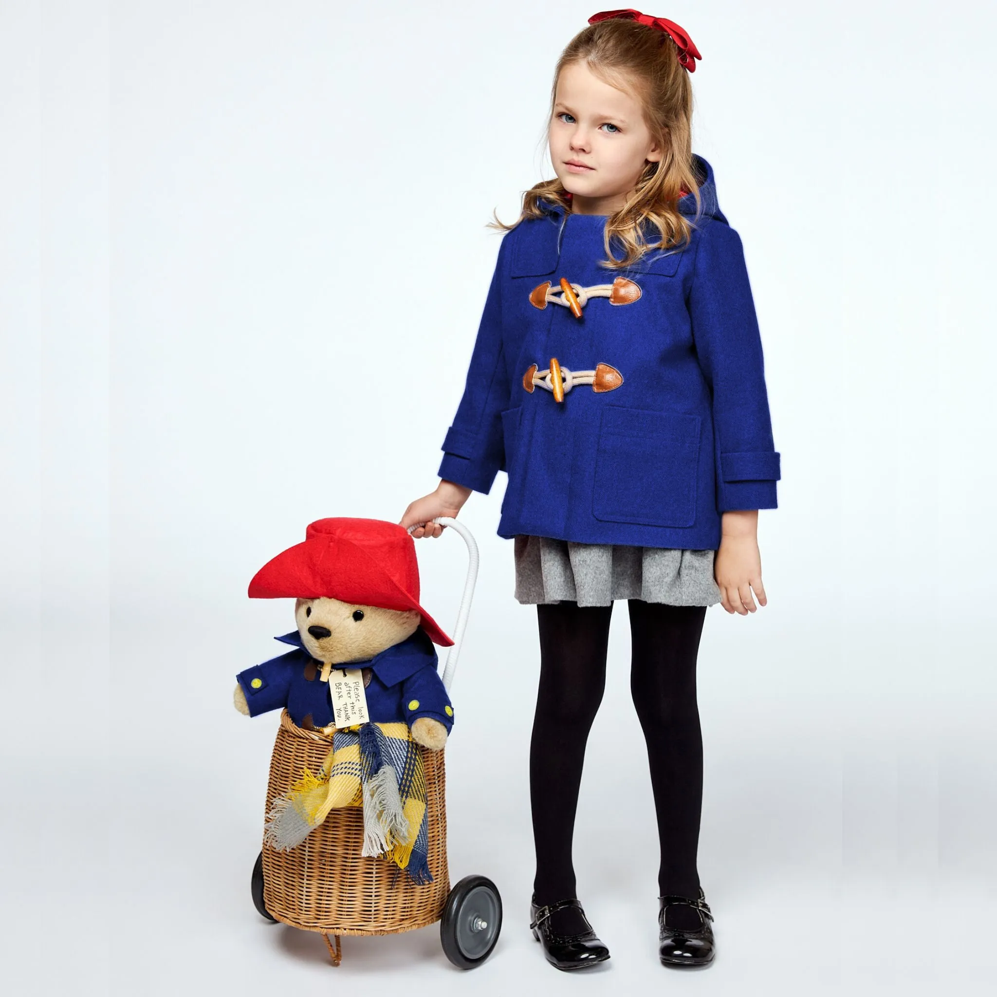 Luxe Paddington Gift Set: Classic Wool Duffle Coat with 16" Soft Toy and Suitcase in