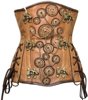 Malcolm Embroidered Crunch Leather Underbust Corset