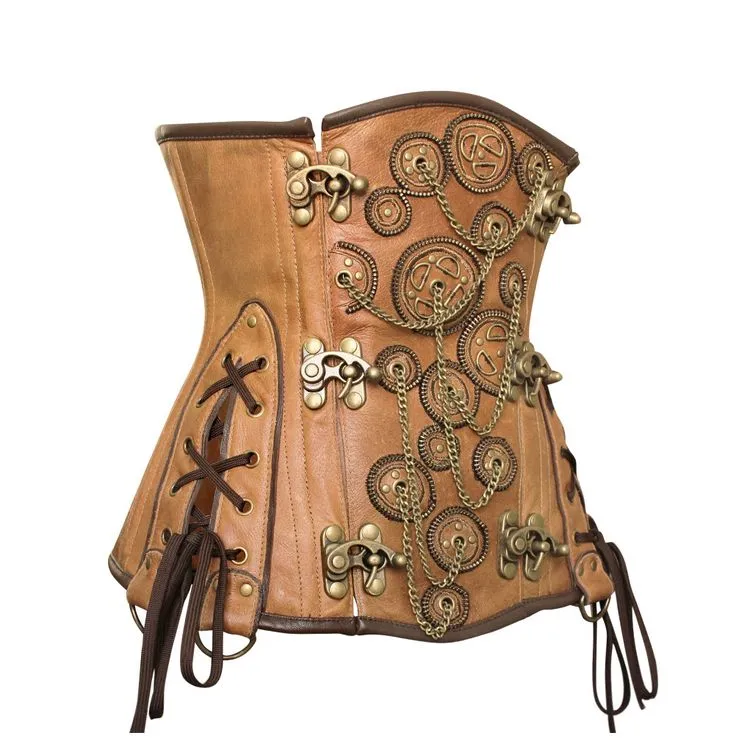 Malcolm Embroidered Crunch Leather Underbust Corset