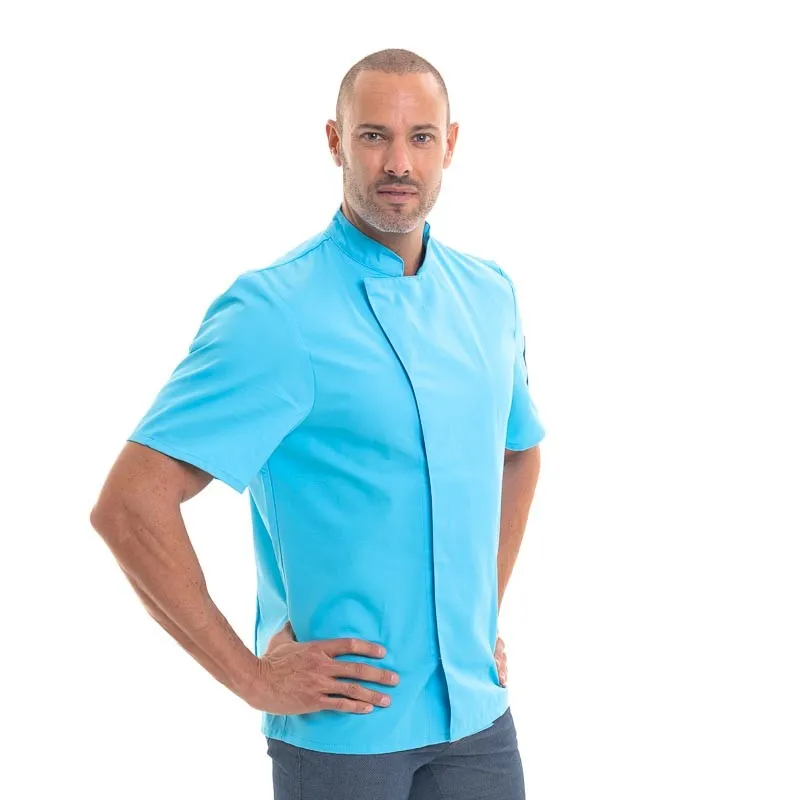 Men's Short Sleeve Blue Chef Coat Nero - ROBUR