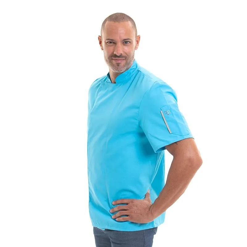 Men's Short Sleeve Blue Chef Coat Nero - ROBUR