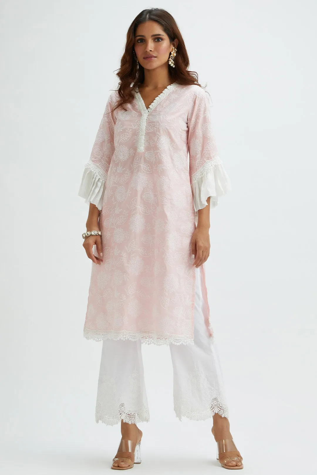 Mulmul Cotton Dunlin Pink Kurta