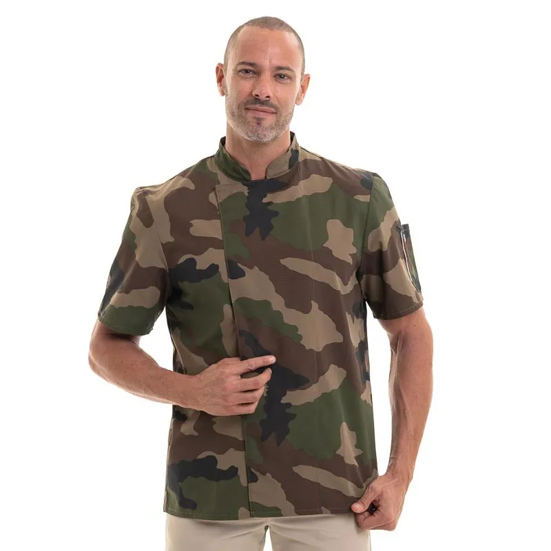 Nero Camouflage Short Sleeve Chef Coat - ROBUR