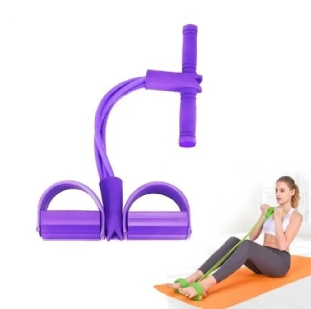 Portable Fitness Resistance Band - 4 Tubes & Pedal for Full Body Workout