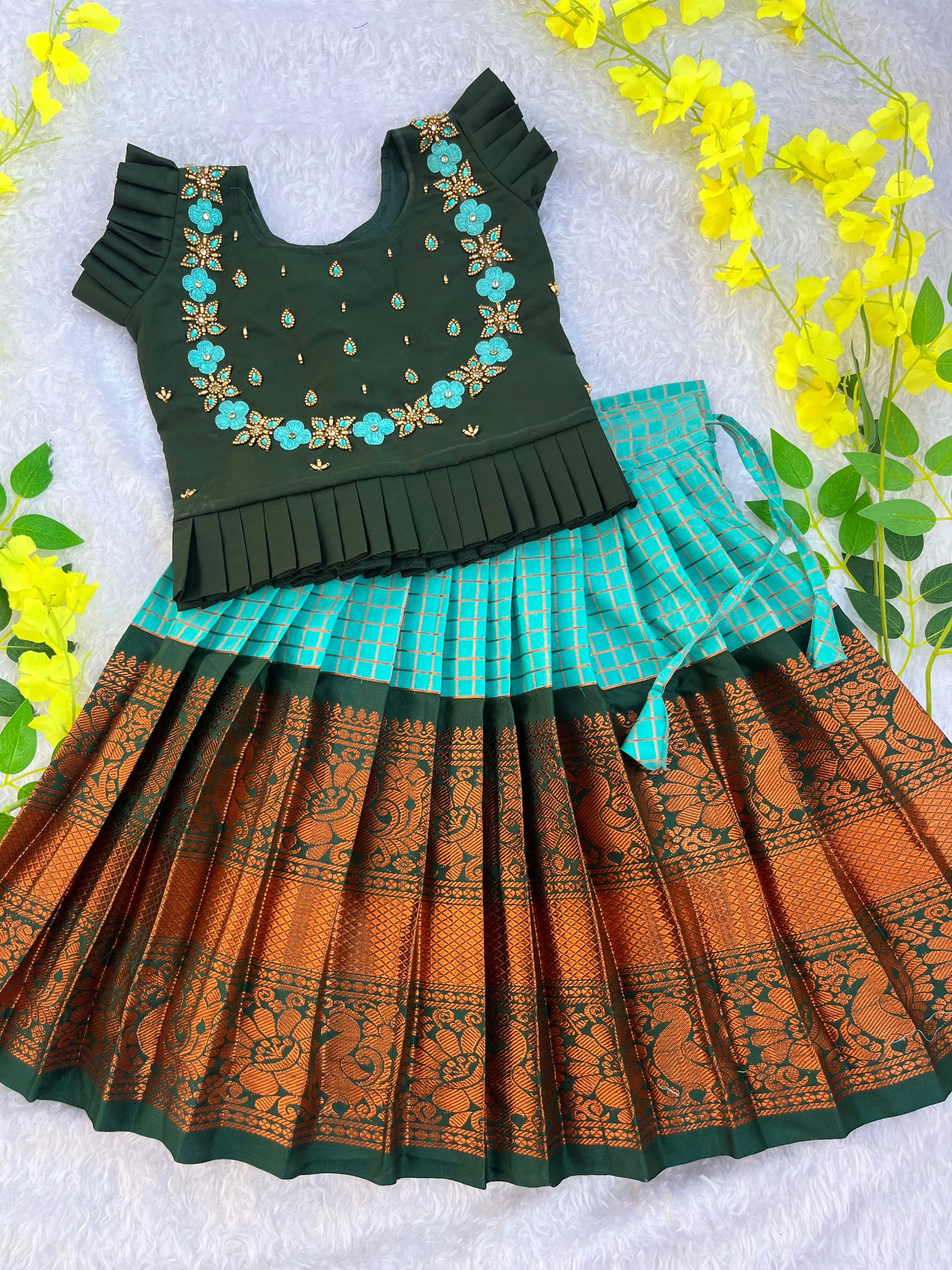 PRE ORDER : Luxurious Festive Kids' Lehenga with Exquisite Golden Embellishments