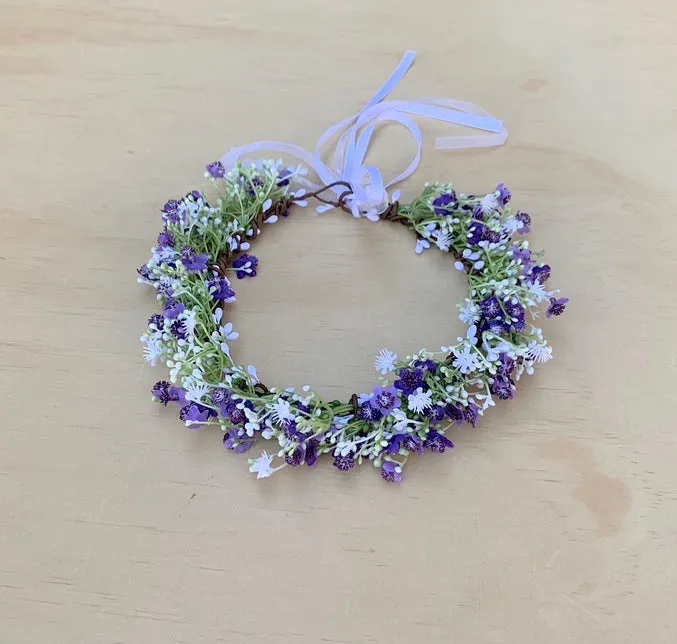 Purple Baby's Breath Flower Crown