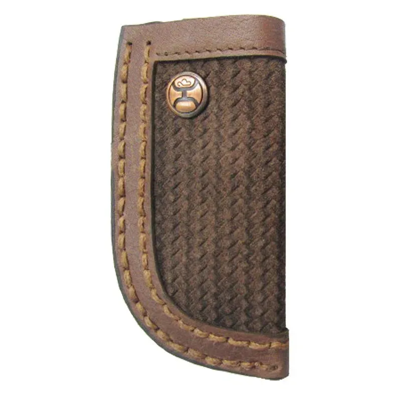 "Hooey Classic Roughout" Knife Sheath Brown w/Basket Weave - HKS002-BR