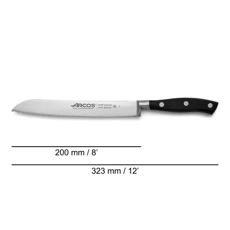 Riviera Range 7.87 inch Black Bread Knife - ARCOS