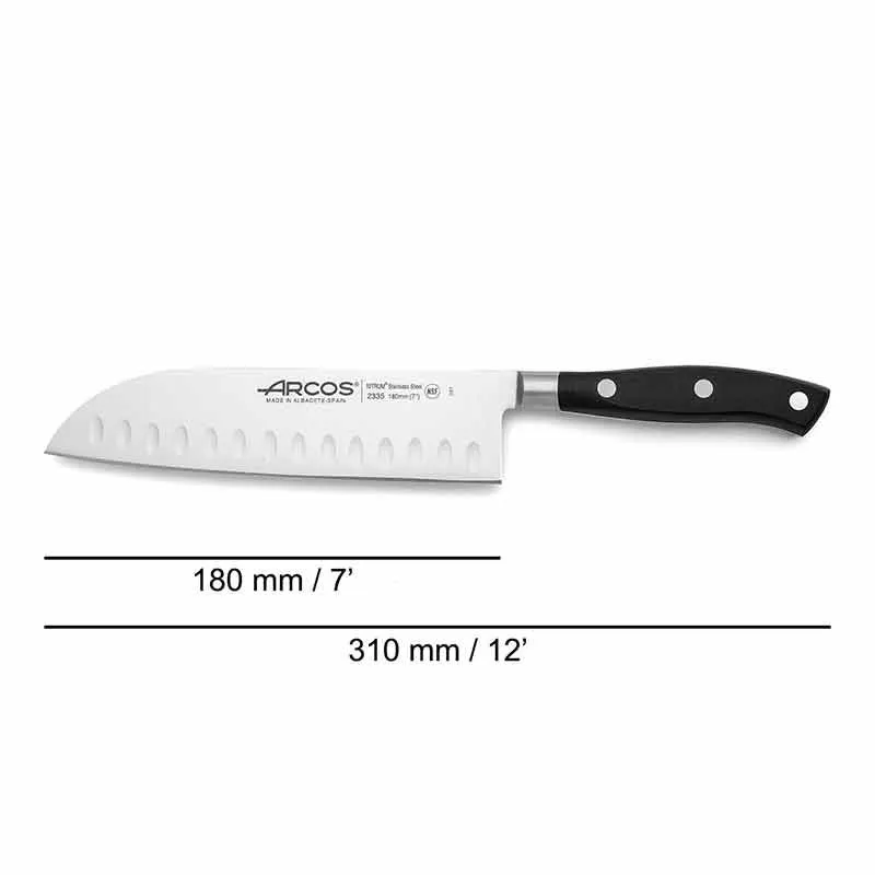 Santoku Knife Honeycomb Blade 7.09 inch Riviera Range - ARCOS