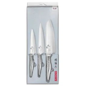 Set of 3 Japanese Knives Office Utility and Santoku - Seki Magoroku Collection - KAI