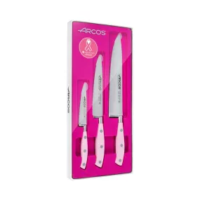 Set of 3 Kitchen Knives with Pink Forged Handle - ARCOS