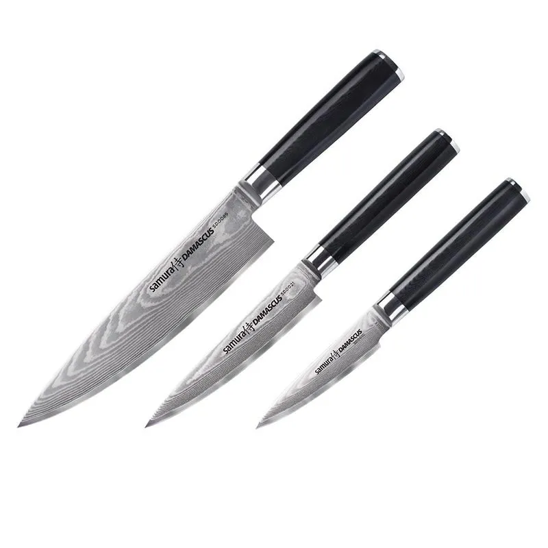 Set of 3 Knives Chief Utility Paring Damascus - SAMURA