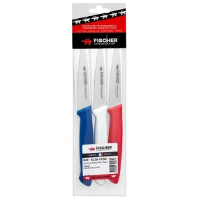 Set of 3 Office Knives Blue White Red - FISCHER