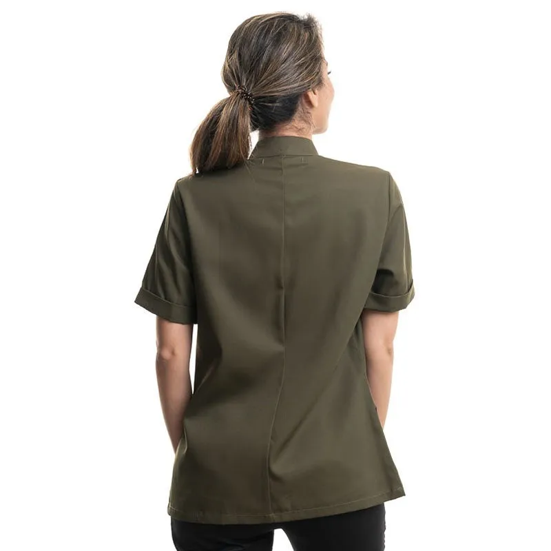 Short Sleeve Kitchen Coat ESCALE Olive/Black - ROBUR