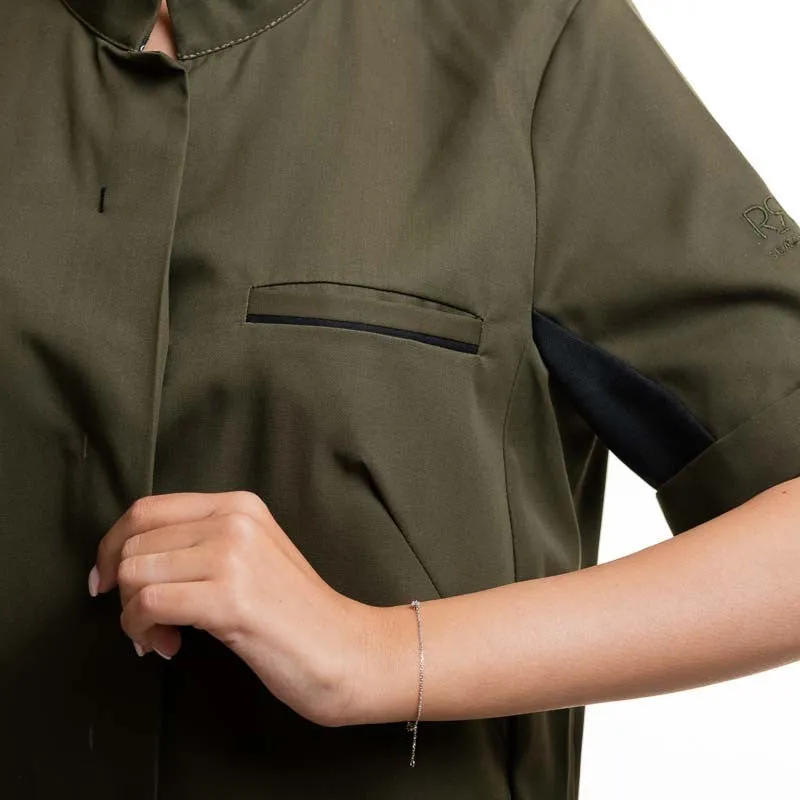 Short Sleeve Kitchen Coat ESCALE Olive/Black - ROBUR