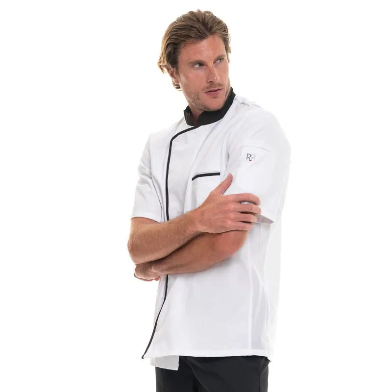 Short Sleeve White Mocha Chef's Coat Energy - ROBUR