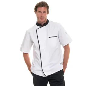 Short Sleeve White Mocha Chef's Coat Energy - ROBUR