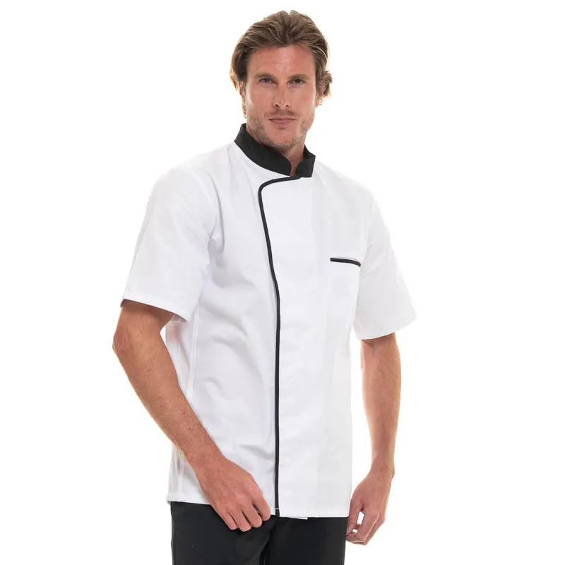 Short Sleeve White Mocha Chef's Coat Energy - ROBUR