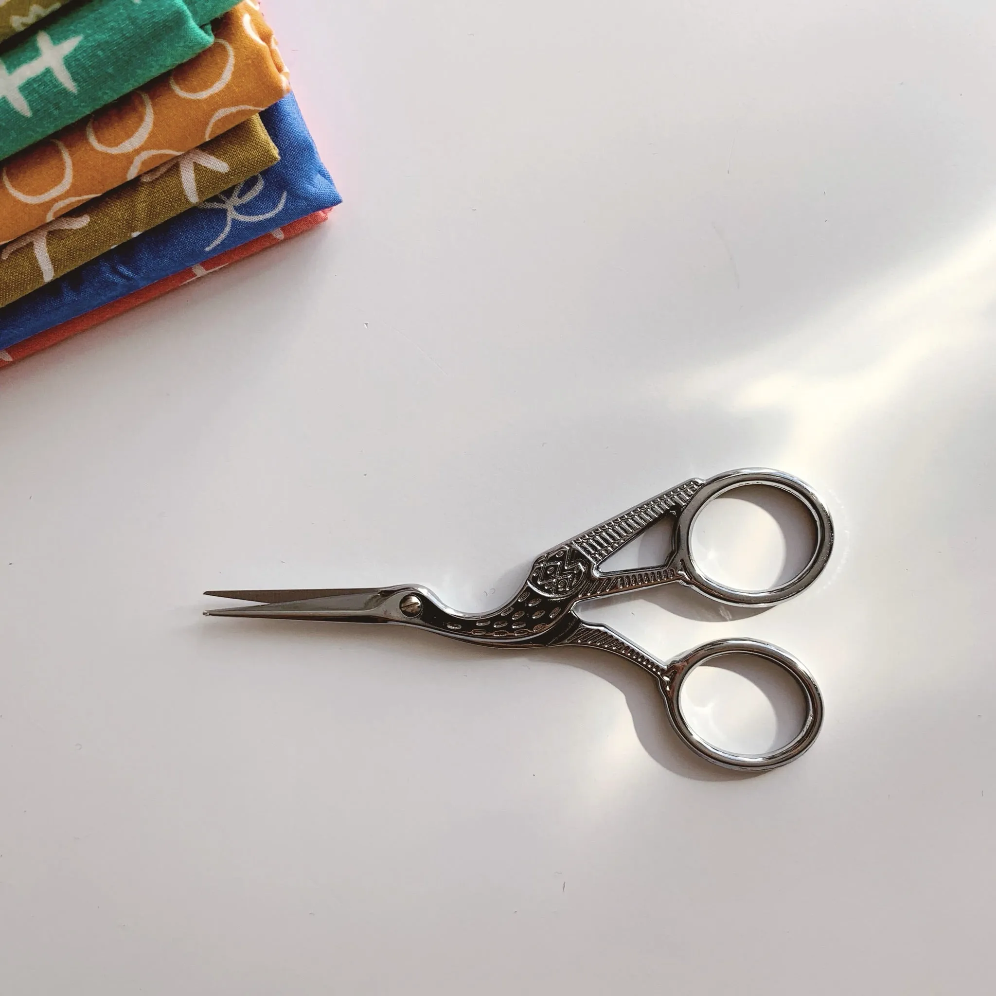 Silver Colored Stork Antique Style Stainless Steel Embroidery Scissors