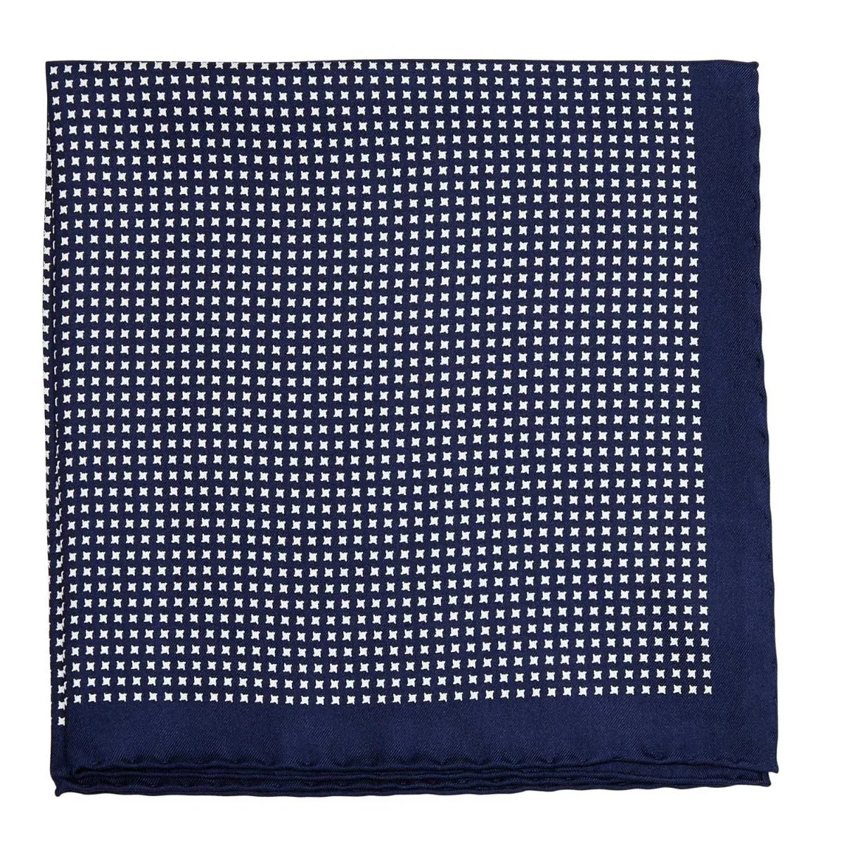 Sovereign Grade 100% Silk Navy Repeating White Star Pocket Square