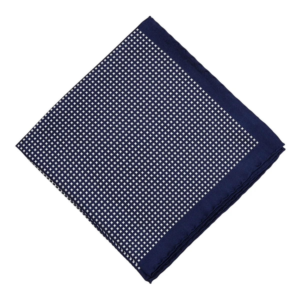 Sovereign Grade 100% Silk Navy Repeating White Star Pocket Square