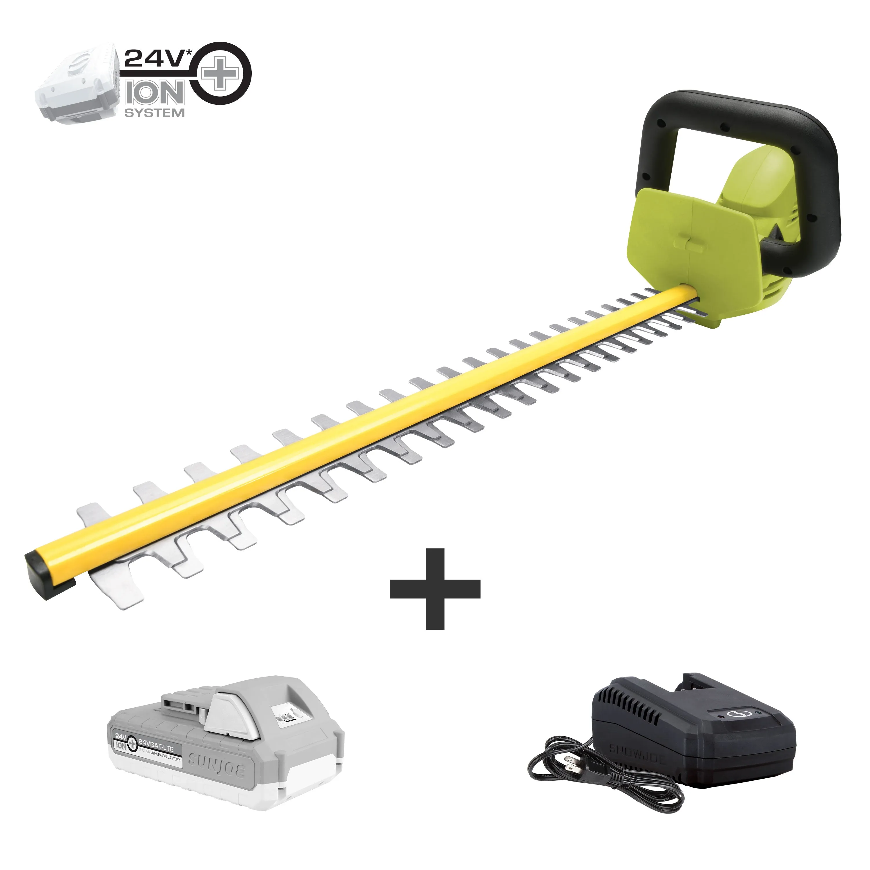 Sun Joe 24V-HT22-LTE 24-Volt* IONMAX Cordless Hedge Trimmer Kit | 22-inch | W/ 2.0-Ah Battery   Charger