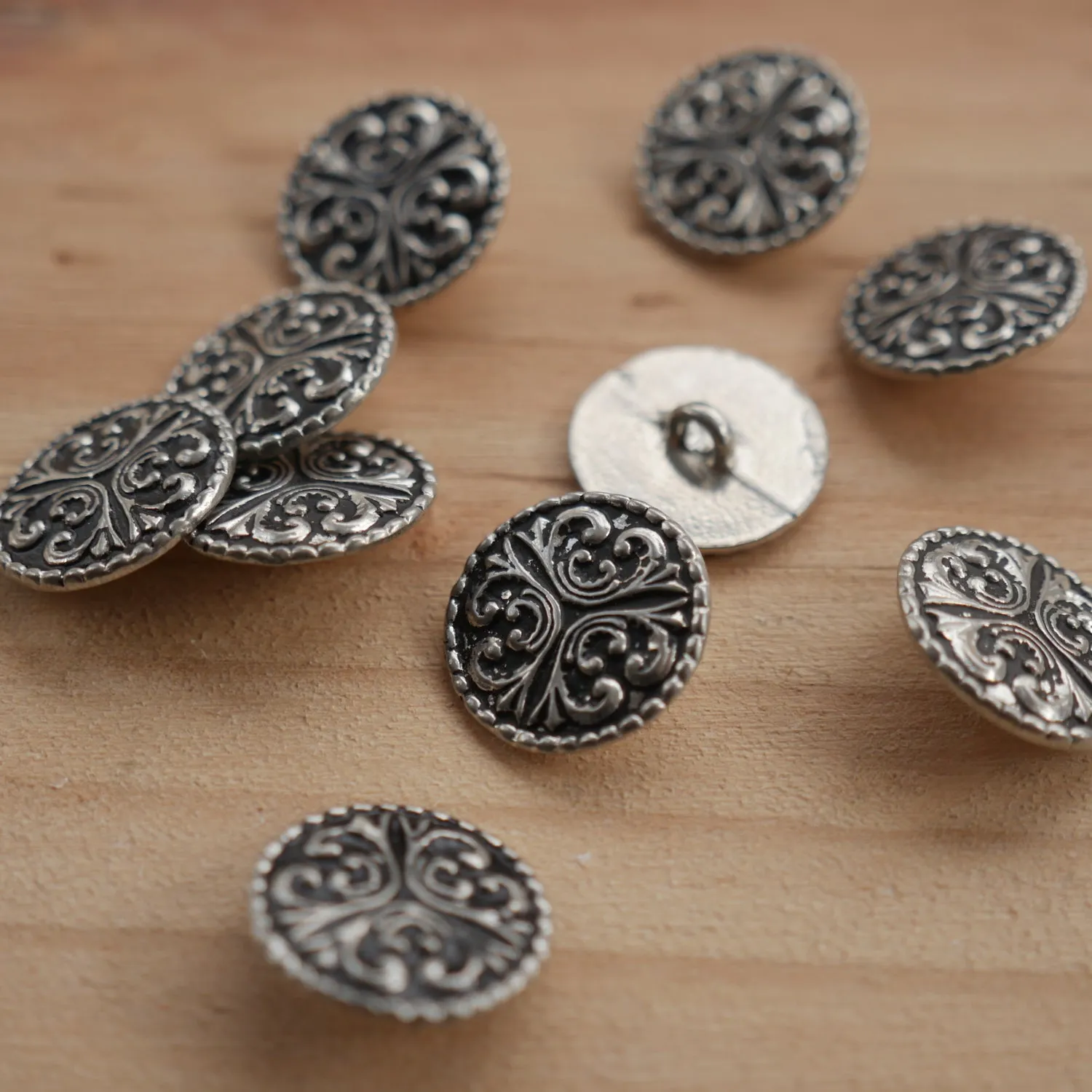 Three Flourish Buttons Med Pack of Ten