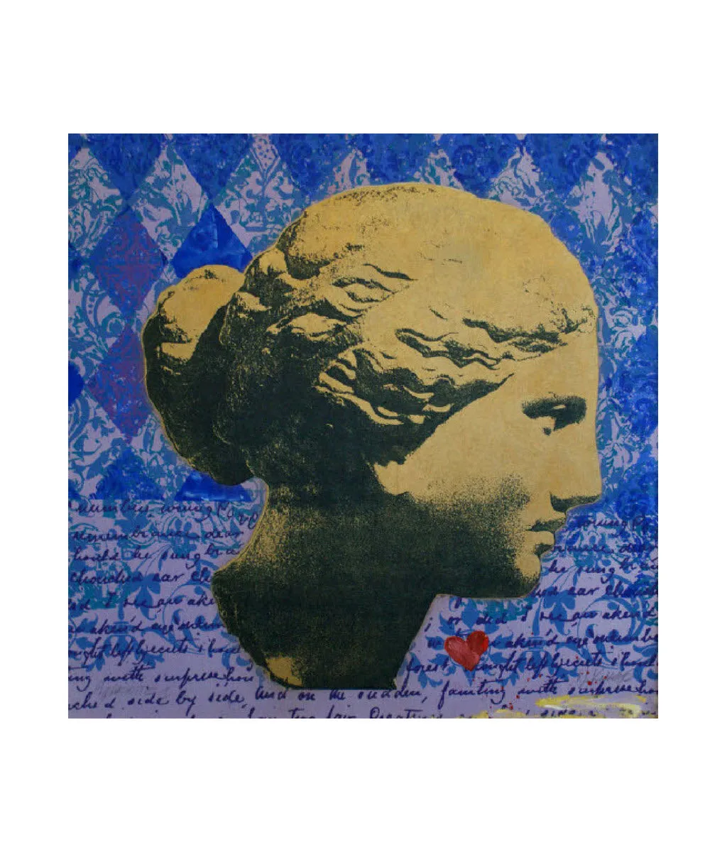 Walter Knabe Artwork Aphrodite Script Unique Screenprint with Hand Painting