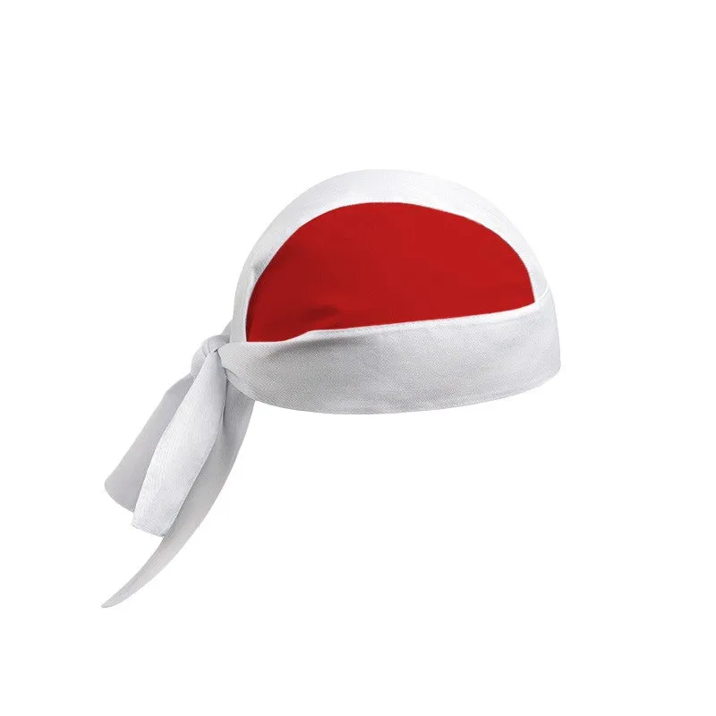 White and Red Bicolor Chef Bandana - MANELLI