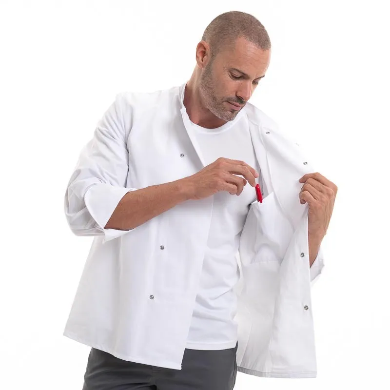 White Chef Coat Long Sleeve Inox - ROBUR