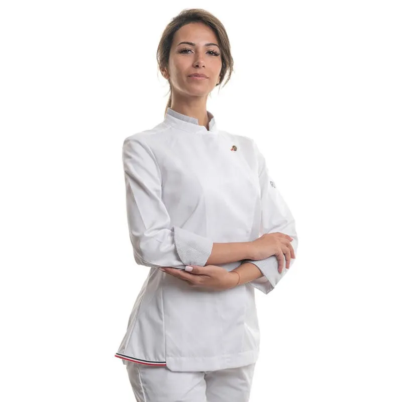 White Long Sleeve Kitchen Coat - LEONIE - ROBUR