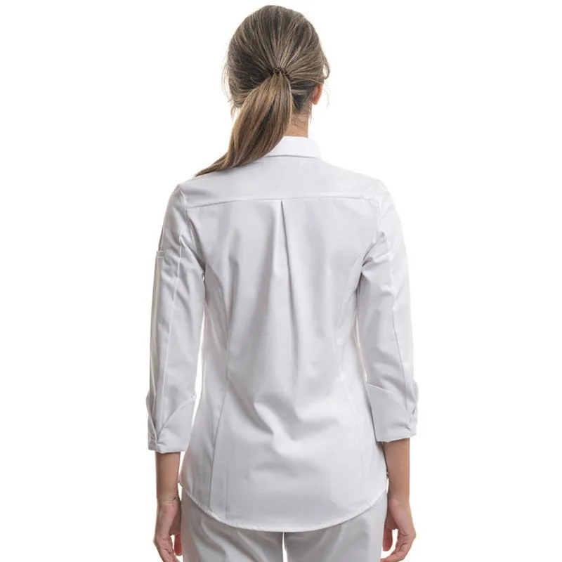 White Long Sleeve Kitchen Coat - LEONIE - ROBUR