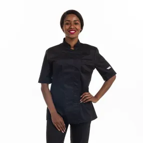 Women Eco-responsible Black Short Sleeve Kitchen Coat - MANELLI